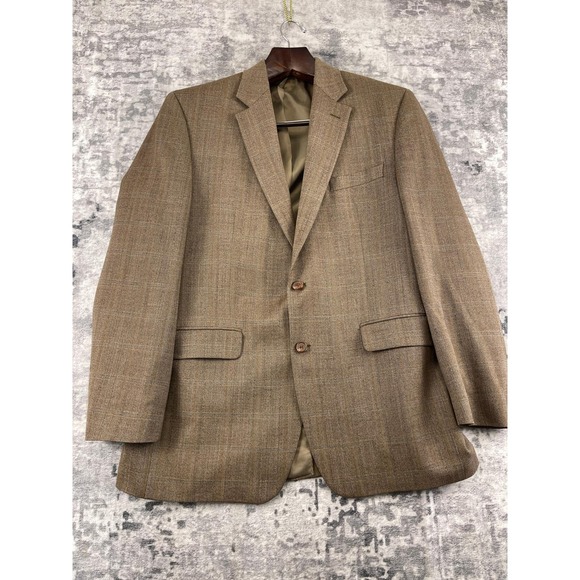 Vtg Lauren Ralph Lauren Men 42L Brown Herringbone Wool 2Button Blazer Sport Coat